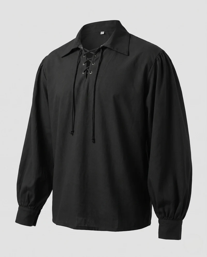Frauen Historisches Langarmshirt mit Schnürung Drune