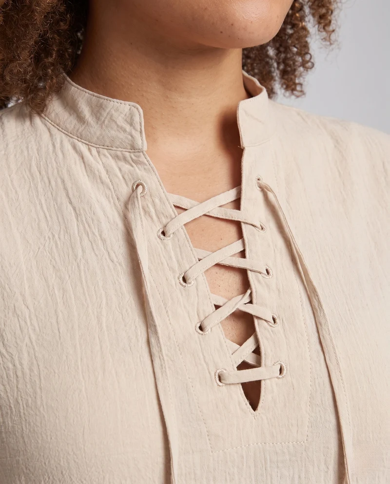 Frauen Historisches Langarmshirt mit Schnürung Drune