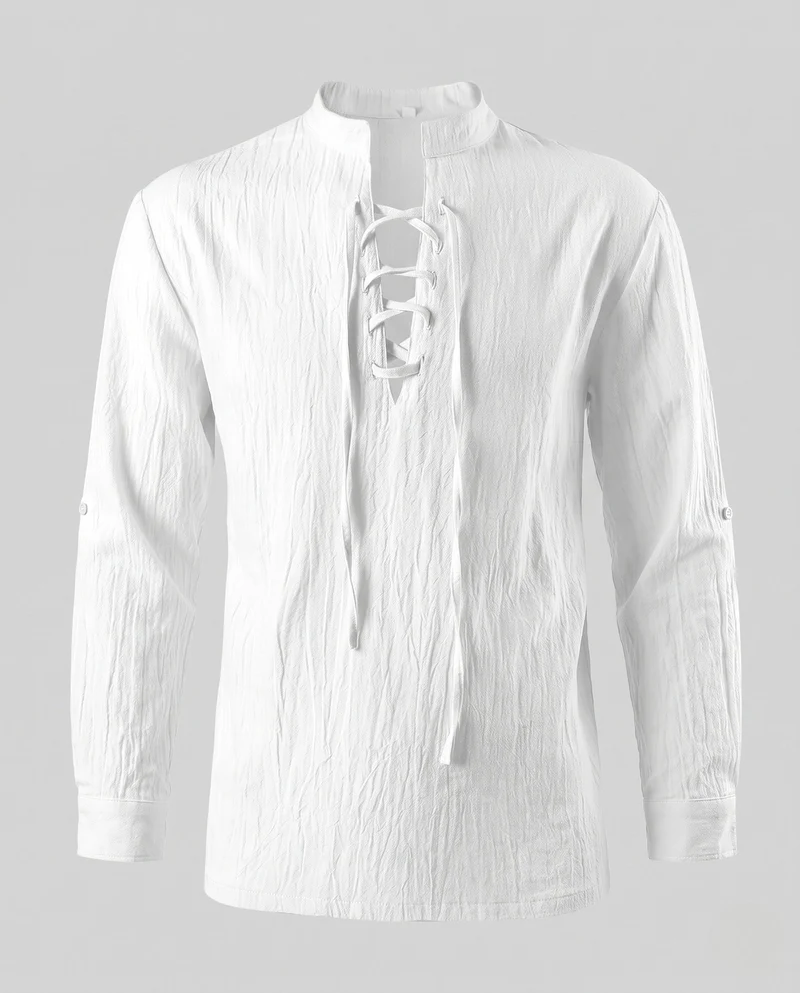 Frauen Historisches Langarmshirt mit Schnürung Drune