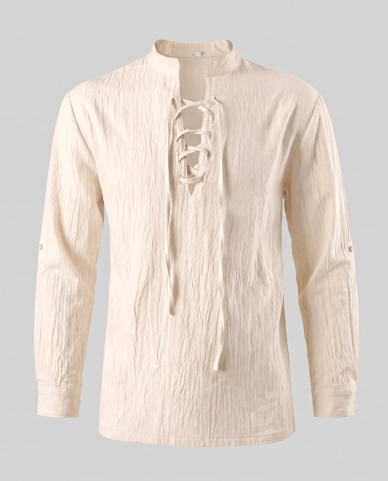 Frauen Historisches Langarmshirt mit Schnürung Drune