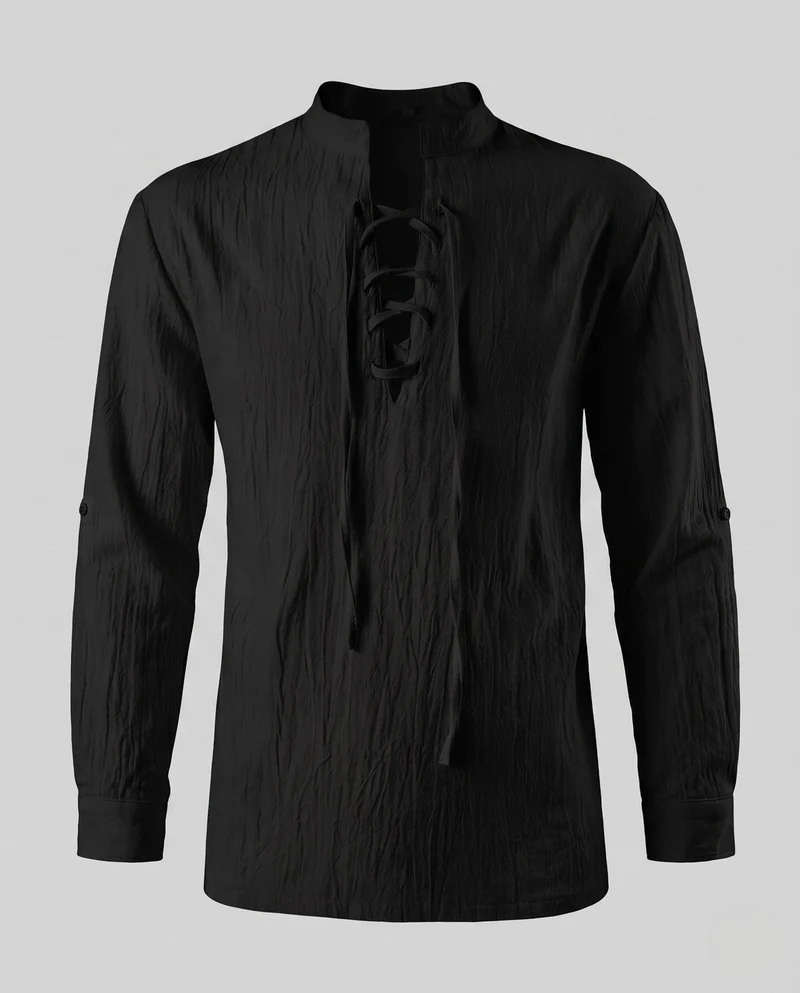 Frauen Historisches Langarmshirt mit Schnürung Drune
