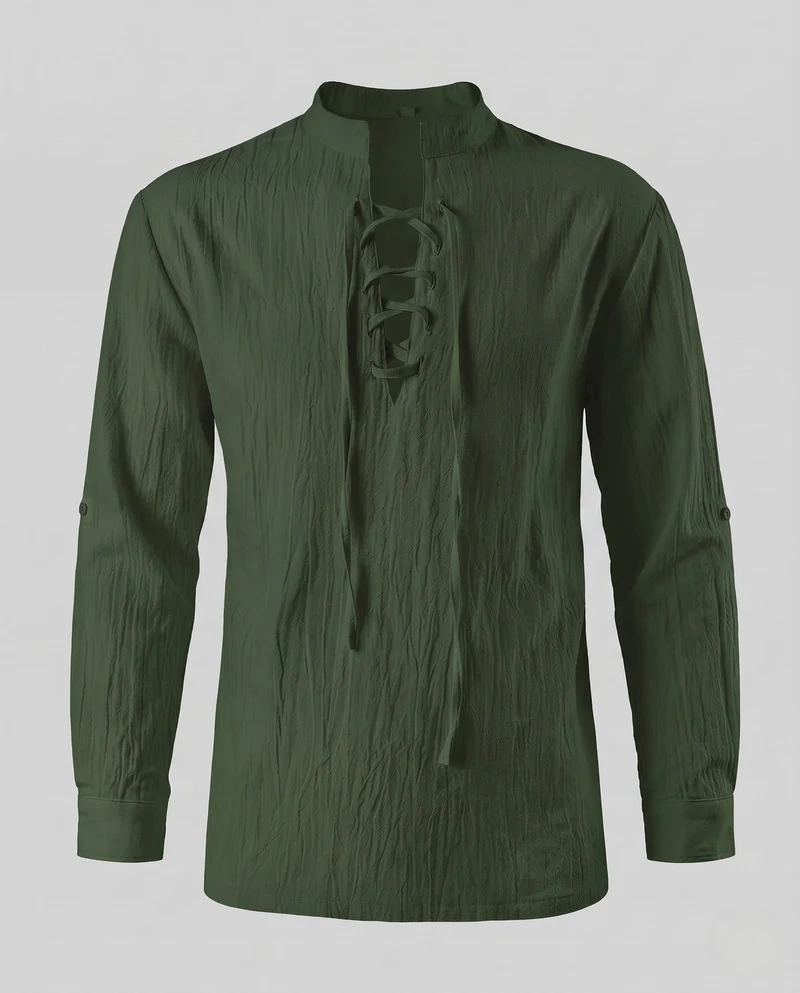 Frauen Historisches Langarmshirt mit Schnürung Drune