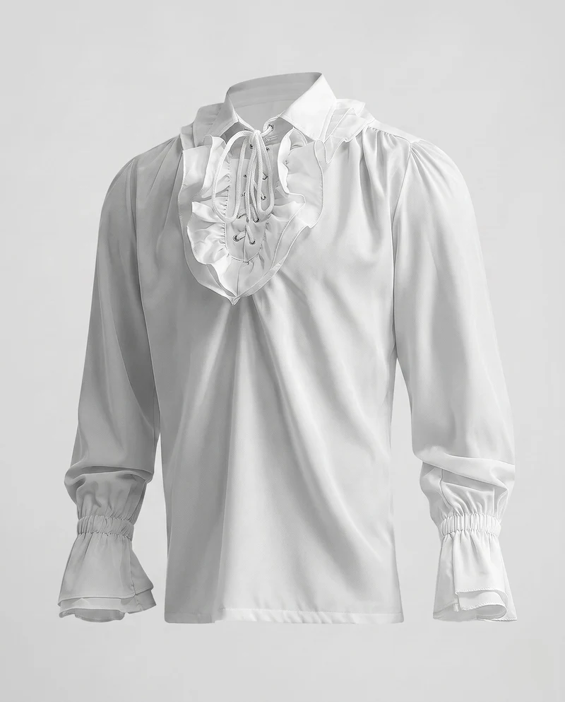 Damen Historisches Rüschenshirt mit eleganter Schnürung Drune