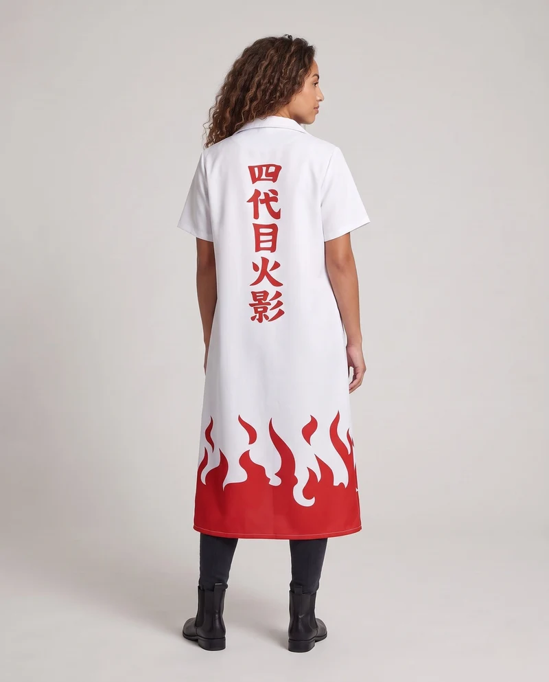 Damen Kostümumhang mit grafischem Feuerdesign und elegantem Schnitt Drune