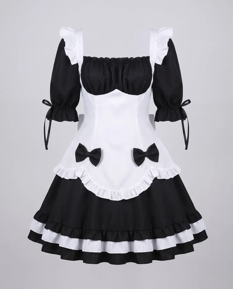 Damen Kostümset aus elegantem Minikleid mit Rüschendetails und Zubehör Drune