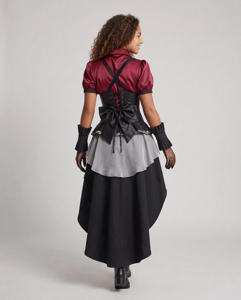 Damen Kostümset mit eleganter Bluse, taillierter Rock und passenden Accessoires Drune