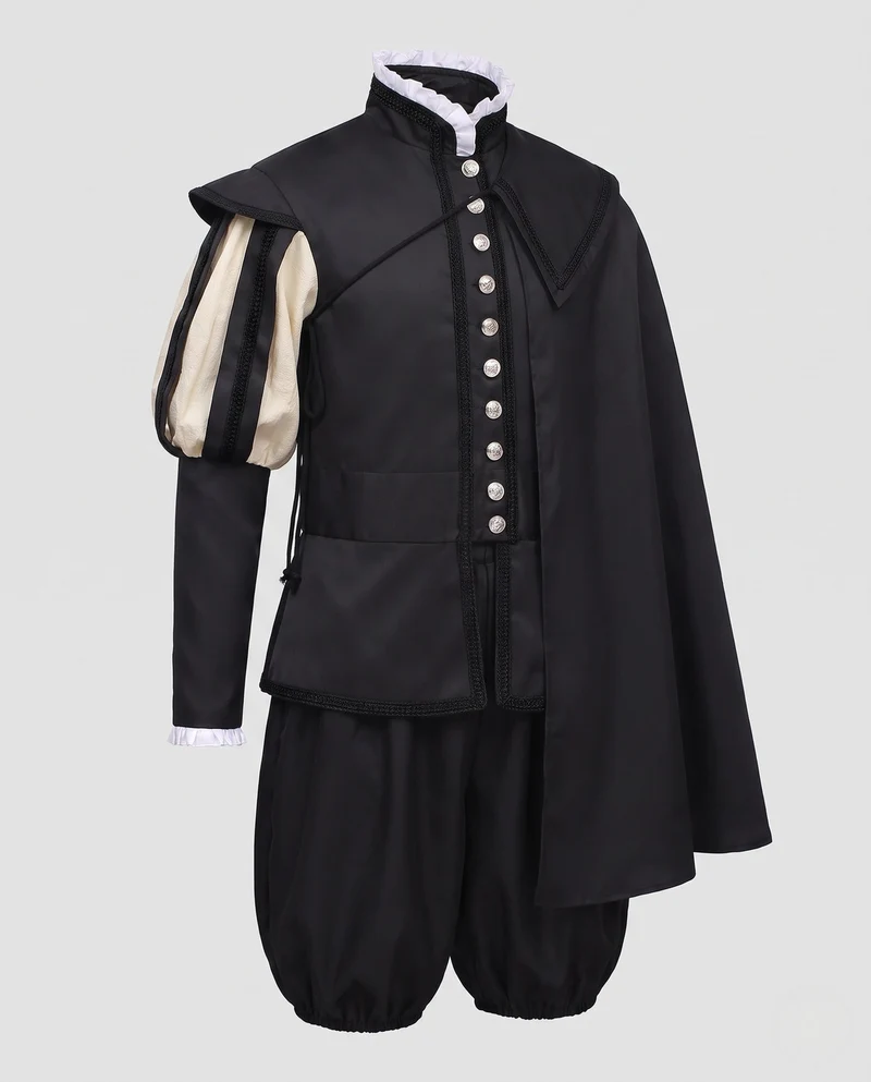 Damen Kostümumhang mit aufwendigen Details und eleganten Metallknöpfen Drune