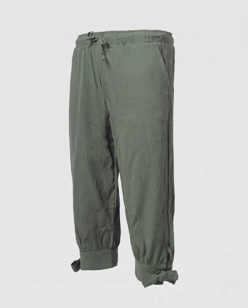 Damen Freizeit Sommerhose mit verstellbarem Bund und stilvollen Knoten Drune