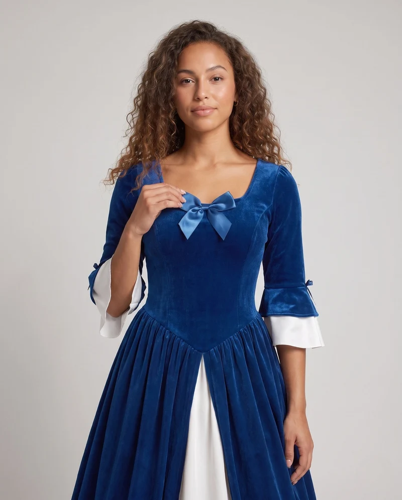 Damen Märchen Ballkleid mit langen Ärmeln und Rüschendetails Drune