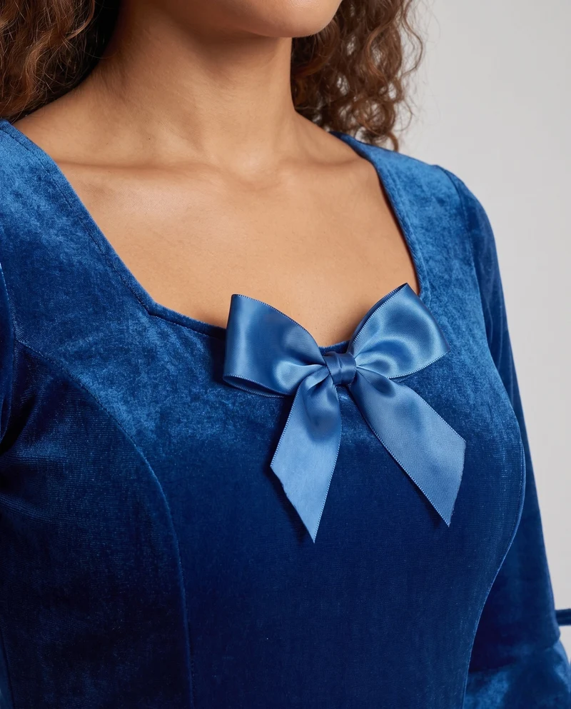 Damen Märchen Ballkleid mit langen Ärmeln und Rüschendetails Drune