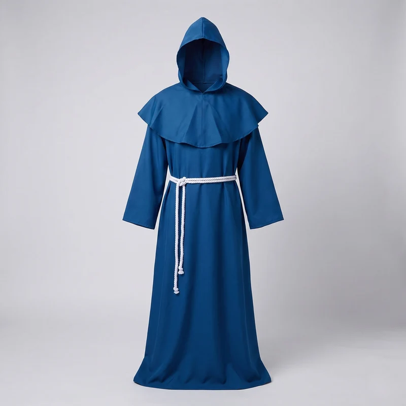 Damen Mittelalterkostüm mit Kapuze und Rüschendetails Drune