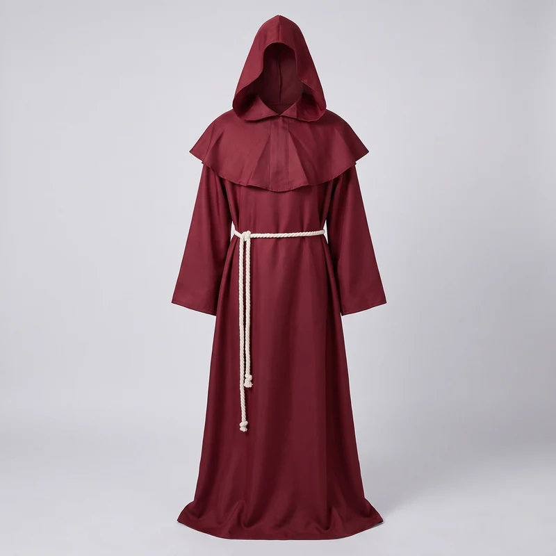 Damen Mittelalterkostüm mit Kapuze und Rüschendetails Drune