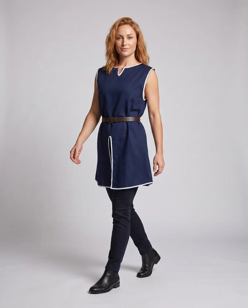 Frauen Mittelalterliche Tunika Kleid mit Gürtel und Schlitz Drune
