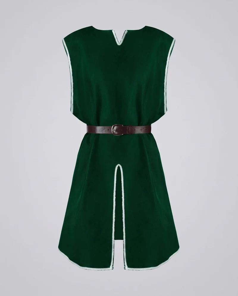 Frauen Mittelalterliche Tunika Kleid mit Gürtel und Schlitz Drune