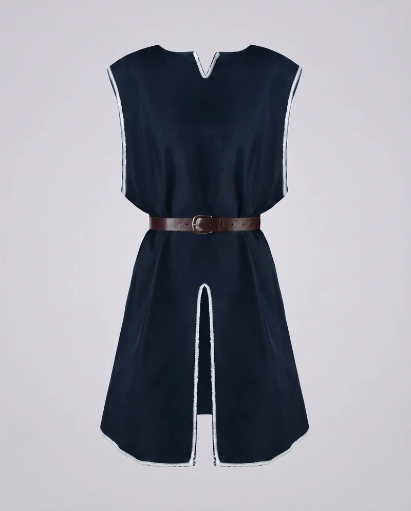 Frauen Mittelalterliche Tunika Kleid mit Gürtel und Schlitz Drune
