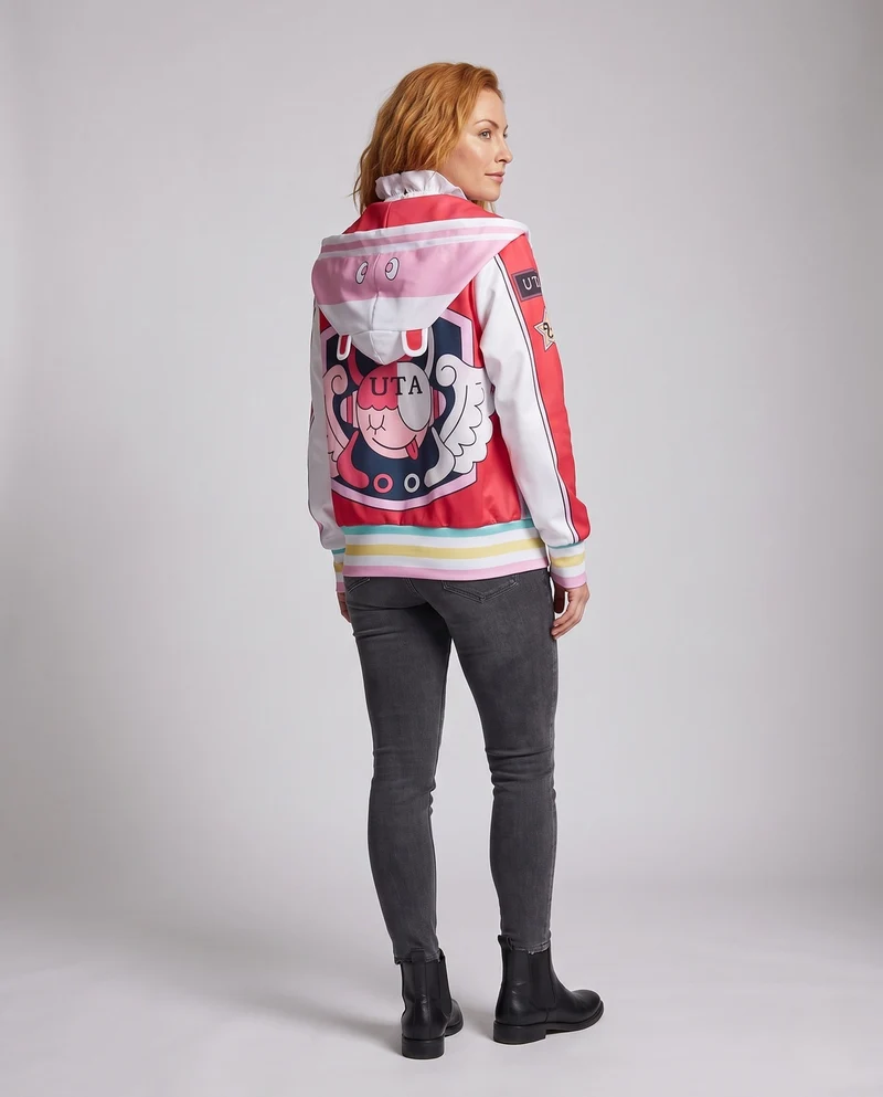 Damen multifunktionale Kapuzenjacke mit bunten Applikationen und Zubehör Drune