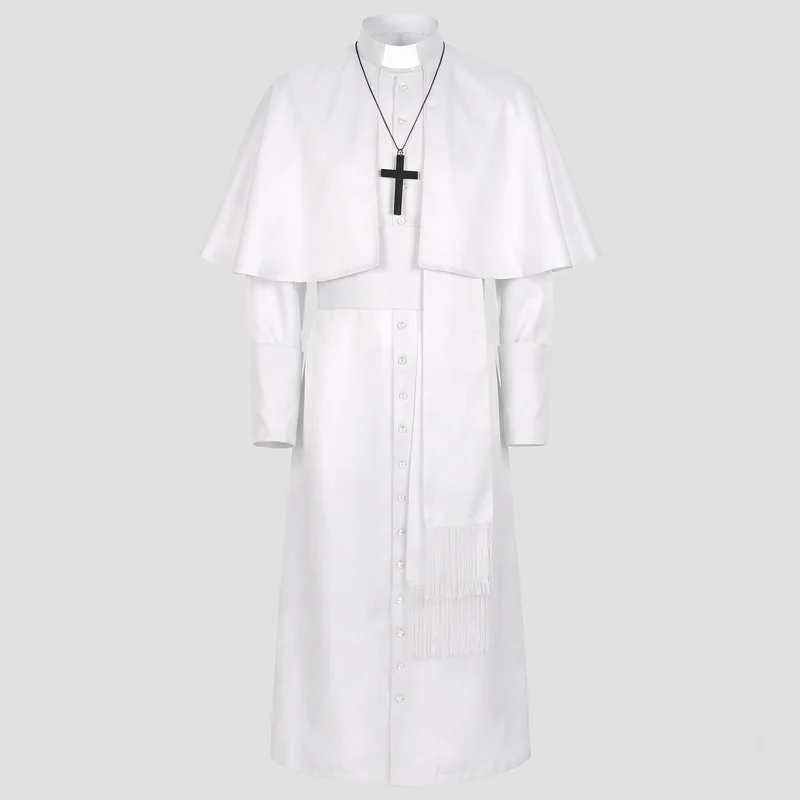Frauen Priester Kostüm mit elegantem Kapuzen und Kreuz Anhänger Drune