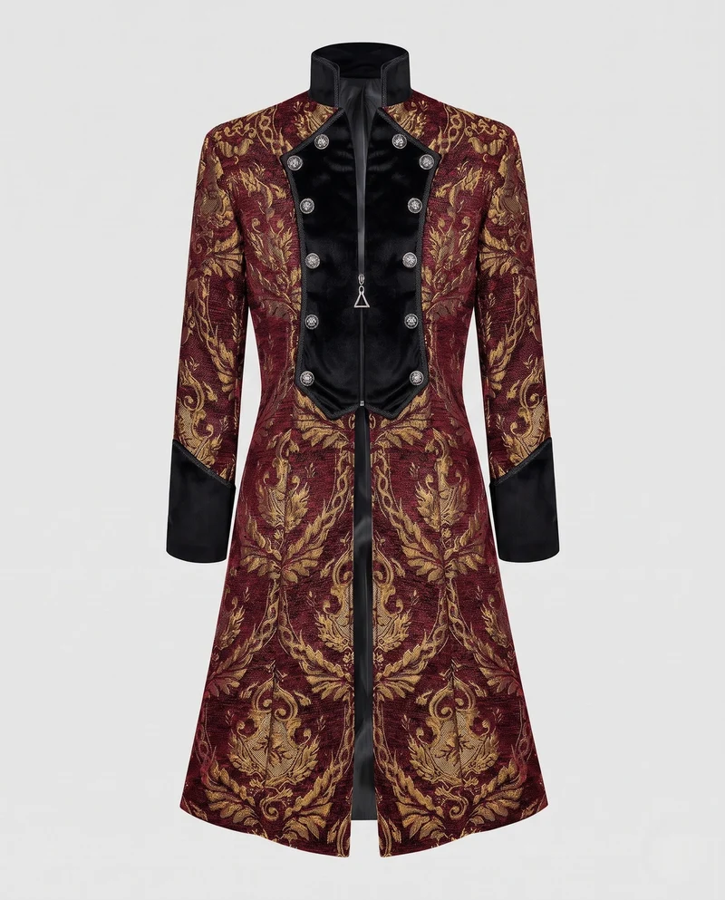 Frauen Robuster, eleganter Mantel mit aufwendigen Details und Knöpfen Drune