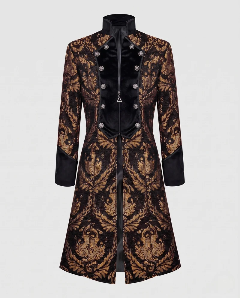 Frauen Robuster, eleganter Mantel mit aufwendigen Details und Knöpfen Drune