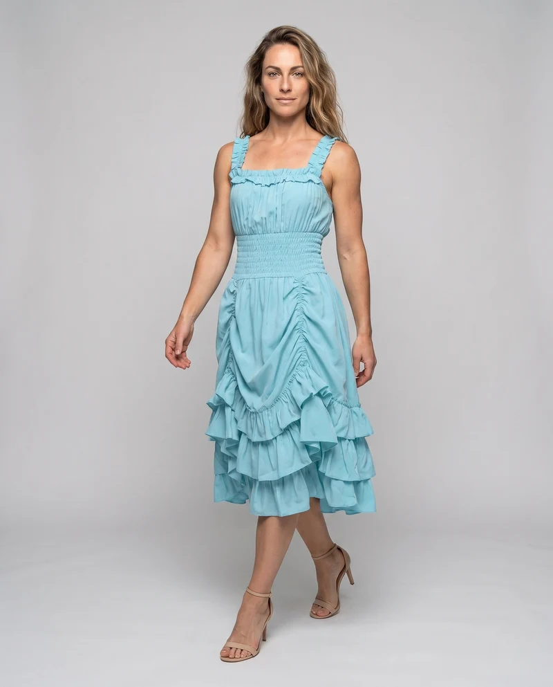 Frauen Rüsch Maxi Kleid Drune