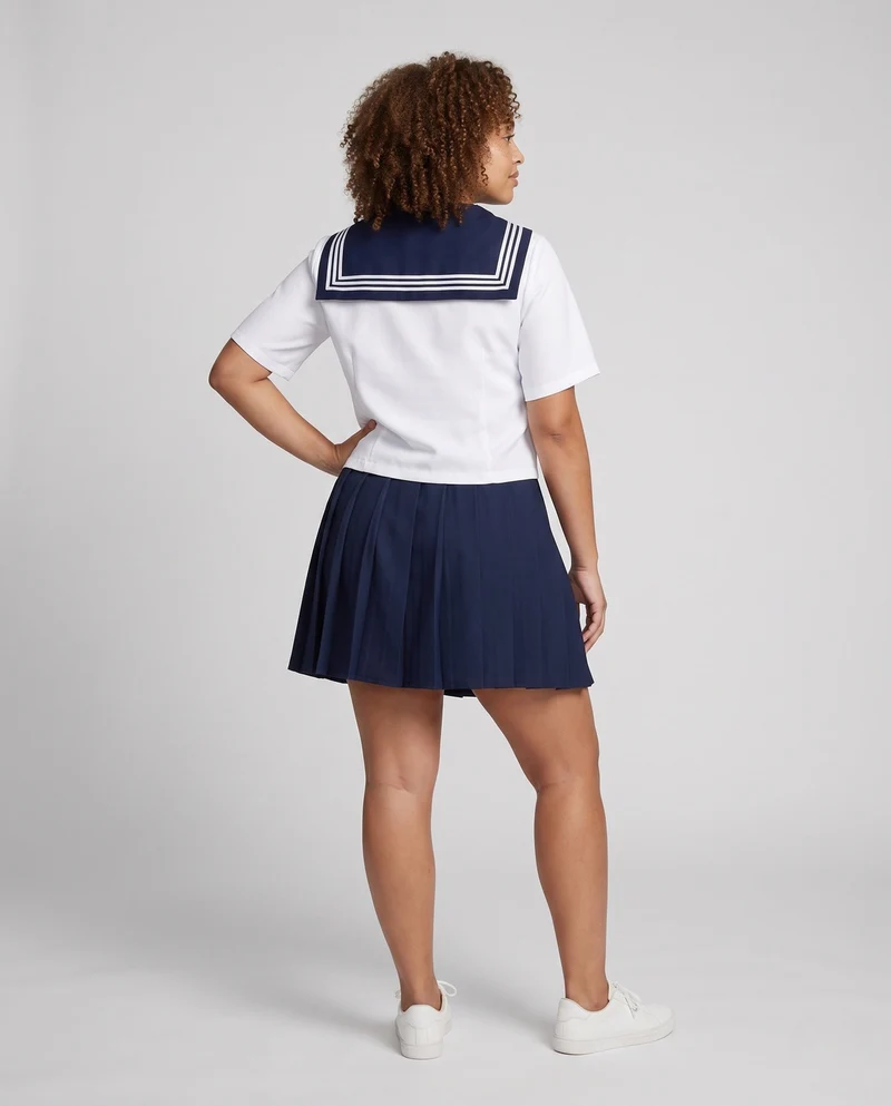 Damen Schuluniformkleid mit maritimem Kragen und Schleife Drune