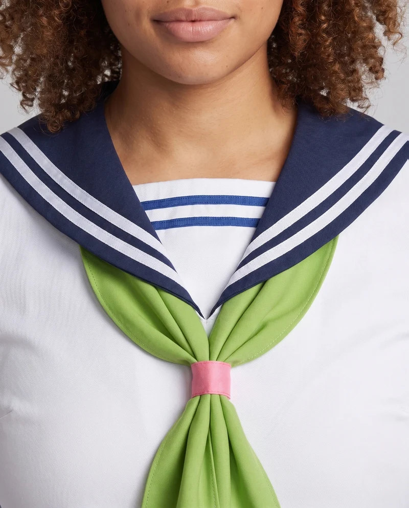 Damen Schuluniform Kostüm Set mit maritimem Kragen und plissiertem Rock Drune