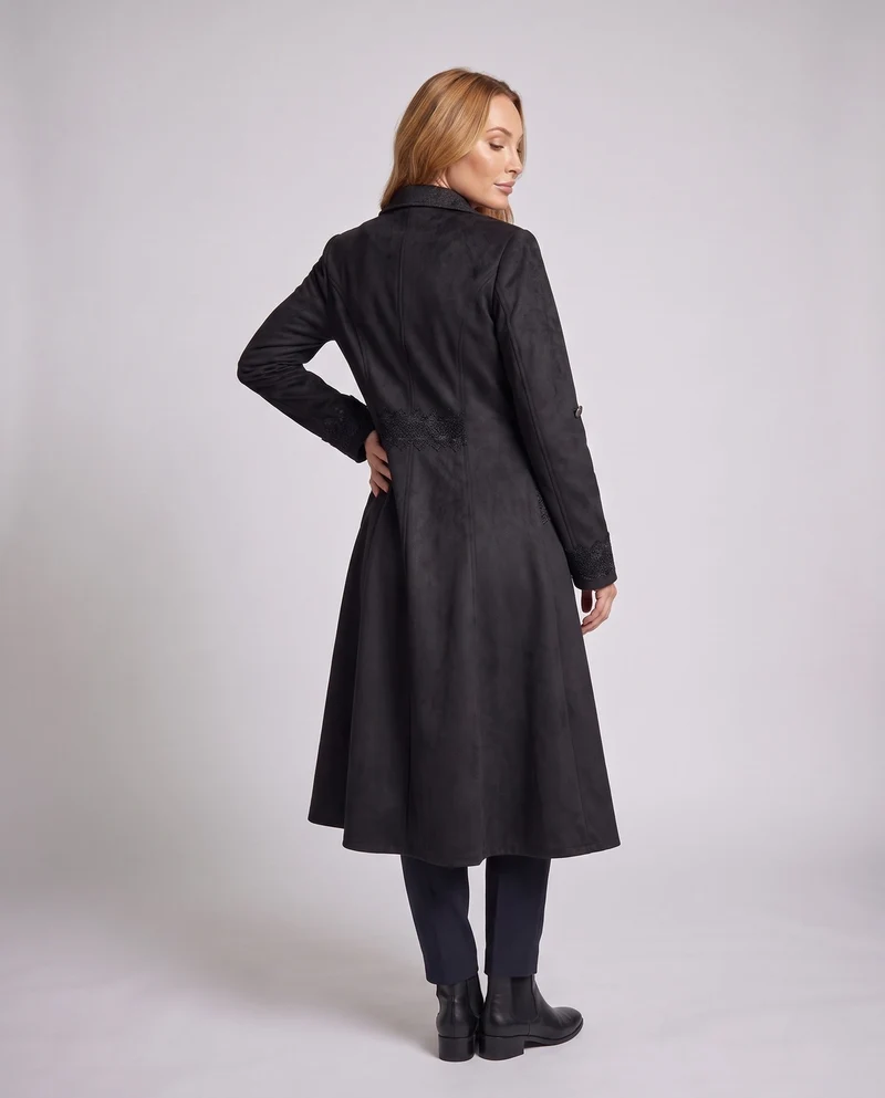 Damen Samtjacke mit asymmetrischem Saum und Spitzenbesatz Drune
