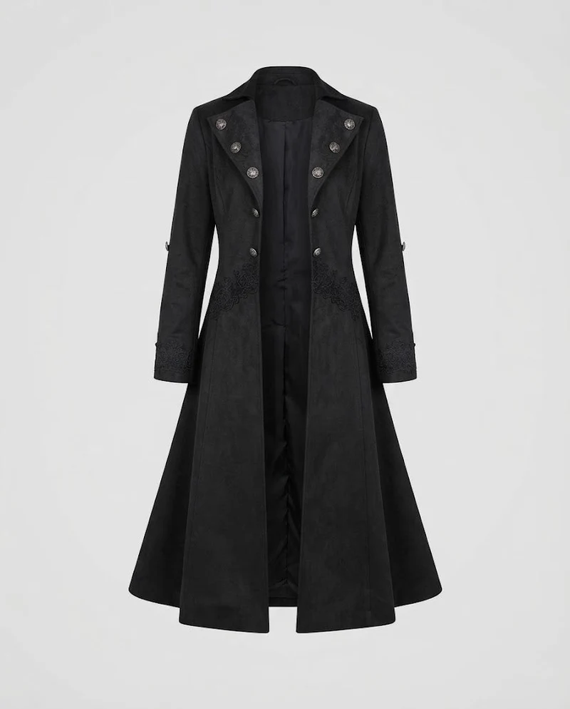 Damen Samtjacke mit asymmetrischem Saum und Spitzenbesatz Drune