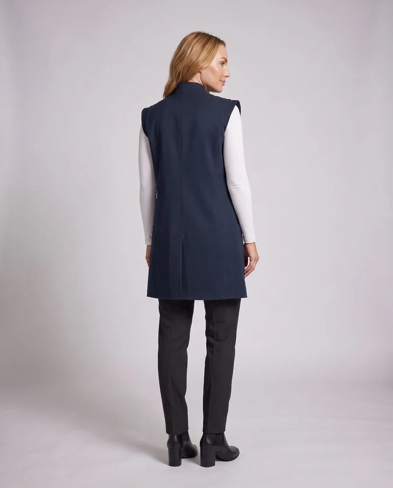 Damen Stilvolles Weste mit Knopfverschluss und Seitentaschen Drune
