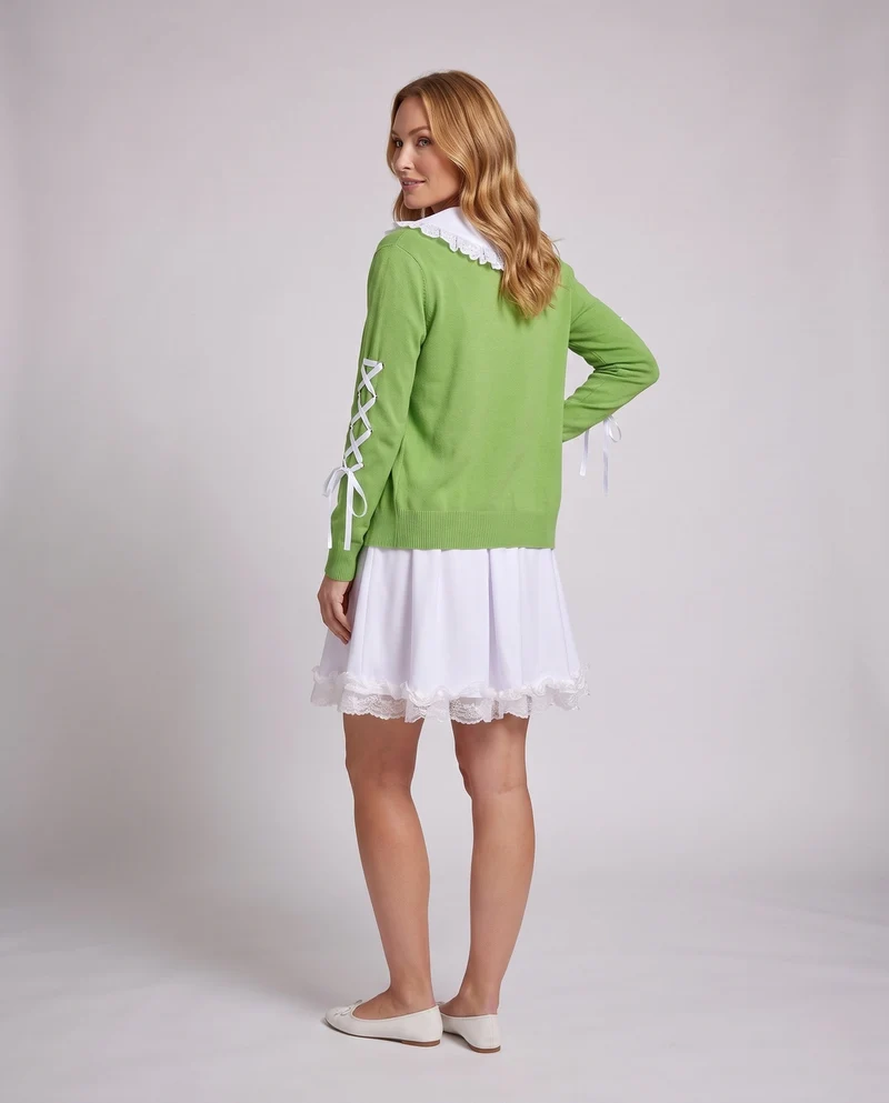 Frauen Sweetheart Kleid mit elegantem Cardigan und passenden Accessoires Drune