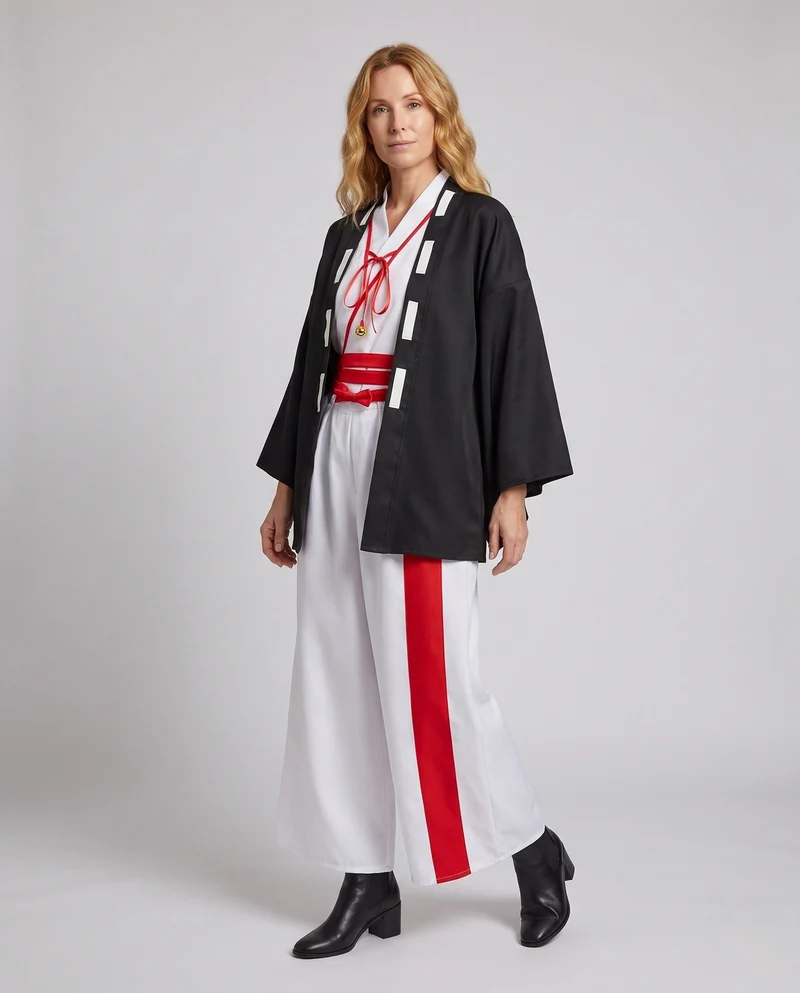 Damen traditionelles Cosplay-Kostüm mit weitem Kragen und ausgestellten Ärmeln Drune