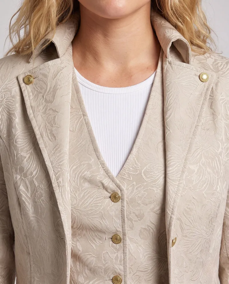 Damen Oversized-Jacke mit künstlerischem Muster und elegantem Knopfverschluss Drune