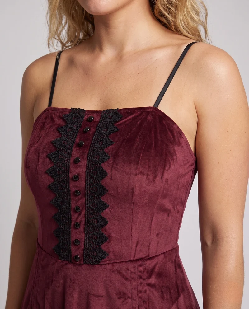 Frauen Vampir-inspiriertes Kostümkleid mit durchsichtiger Tüllschicht und Rüschendetails Drune