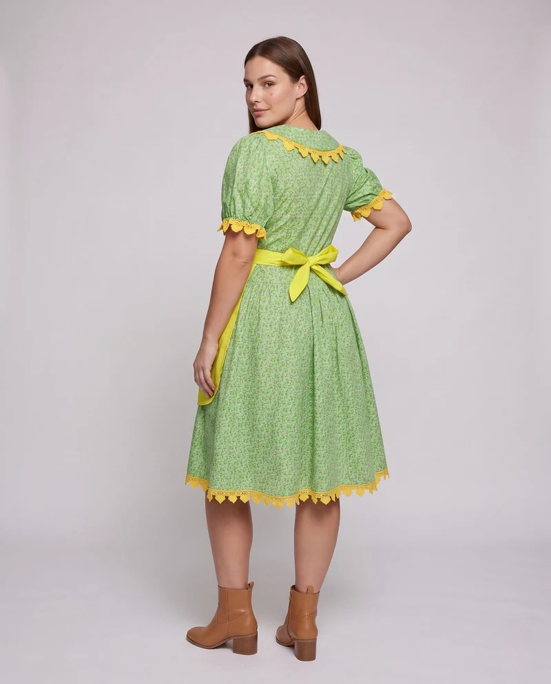 Frauen verspielt Kostümkleid mit Applikationen und Schürze Drune