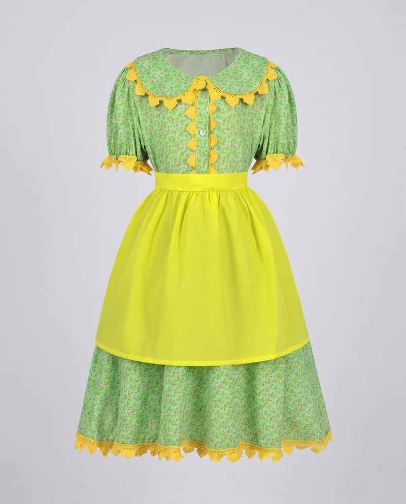 Frauen verspielt Kostümkleid mit Applikationen und Schürze Drune