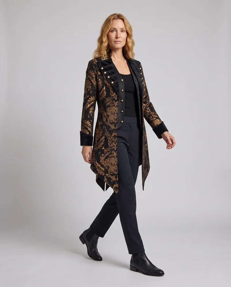 Damen viktorianischer Stil Mantel mit eleganten Verzierungen Drune