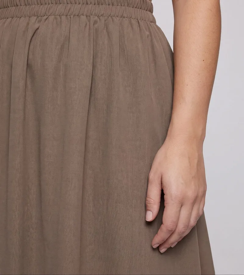 Damen knöchellange Maxi-Rock mit voluminösen Lagen und elastischem Bund Drune