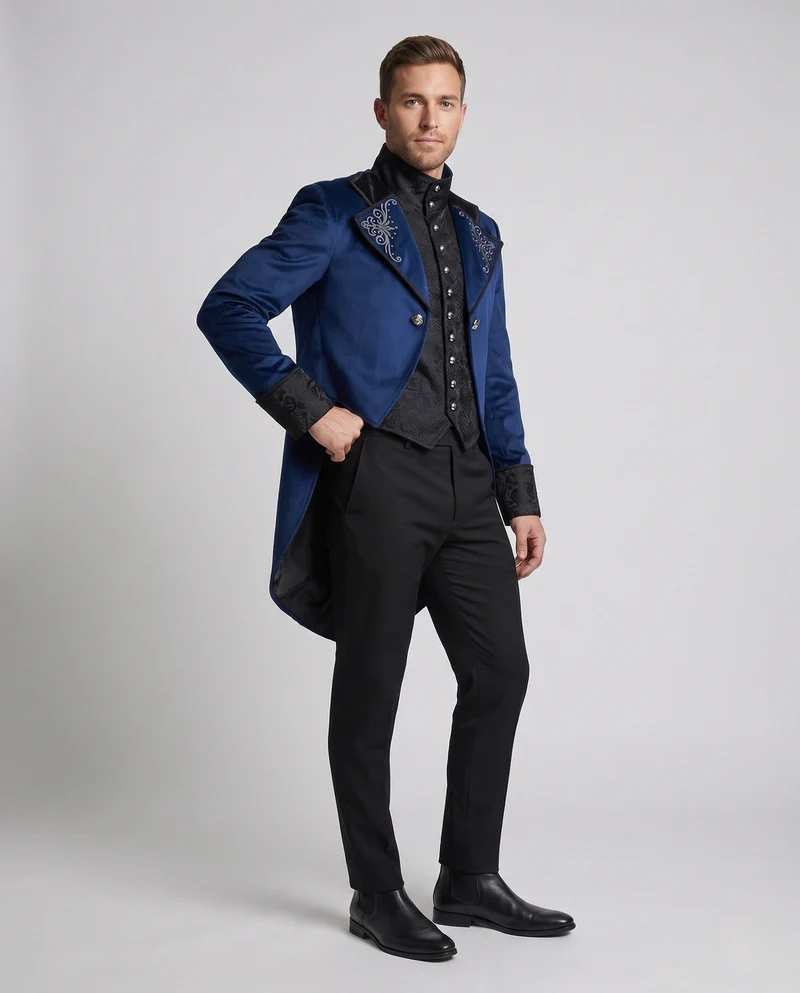 Herren Elegante Gothic Jacke mit dekorativen Details Drune