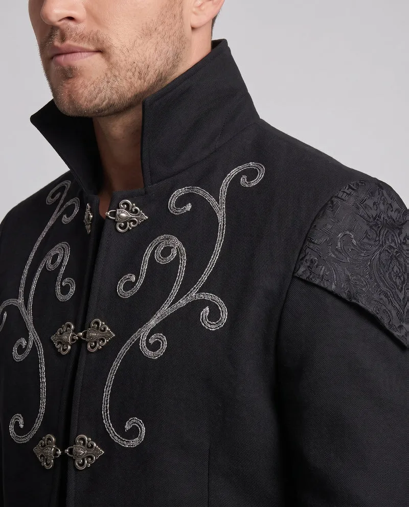 Herren Elegante Gothic Jacke mit aufwendiger Stickerei Drune