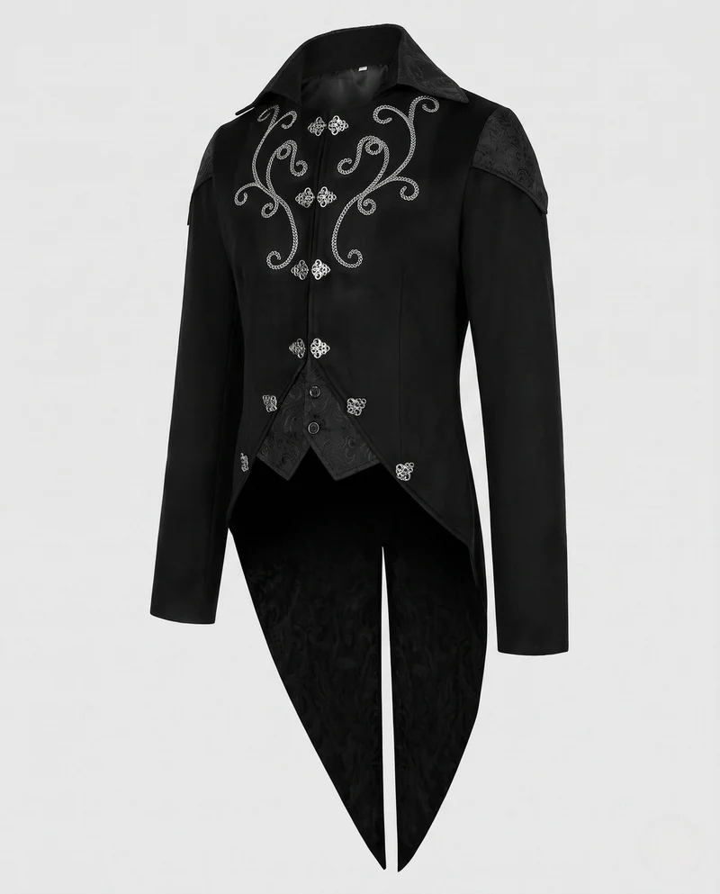 Herren Elegante Gothic Jacke mit aufwendiger Stickerei Drune