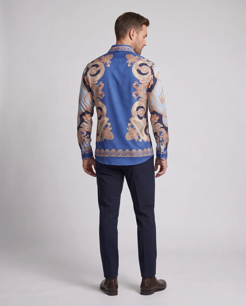 Elegantes Langarmhemd für Herren mit Detaildruck Drune