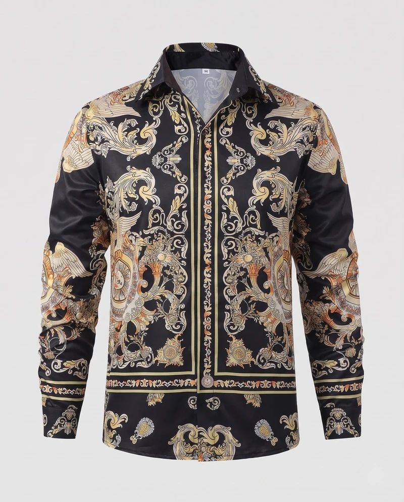 Elegantes Langarmhemd für Herren mit Detaildruck Drune