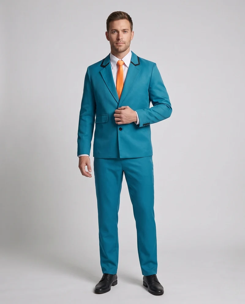 Eleganter Herrenanzug mit Kontrastdetails und passenden Accessoires Drune