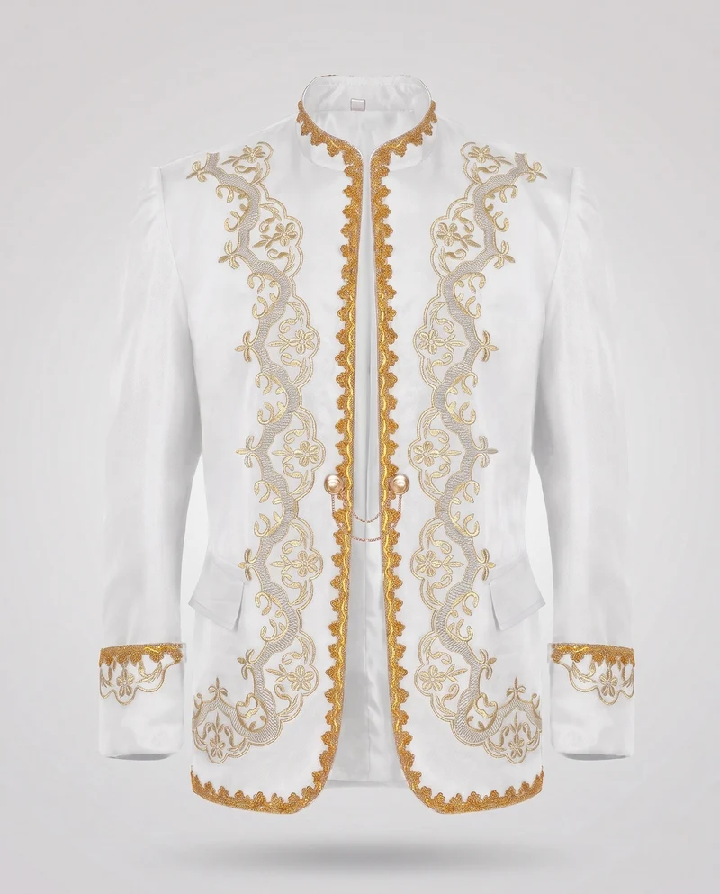 Herren eleganter Brokatblazer mit aufwendiger goldener Stickerei Drune