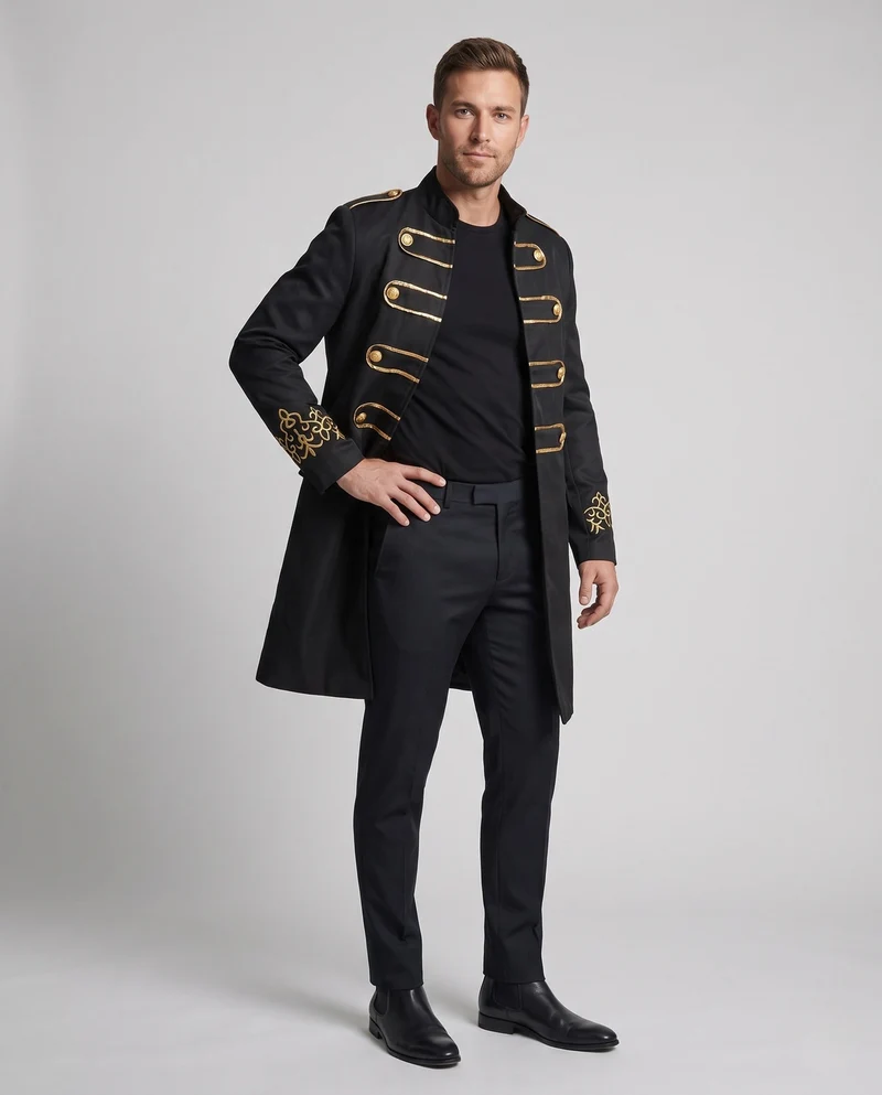 Herren Eleganter Militärstil Mantel mit komplizierten Details Drune