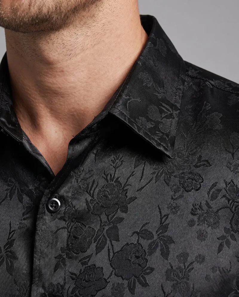 Herren Elegantes Hemd mit Floral Jacquard Muster Drune