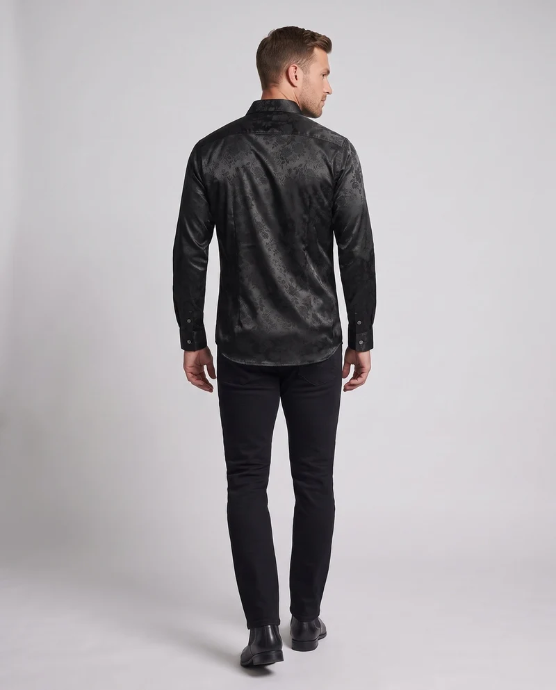 Herren Elegantes Hemd mit Floral Jacquard Muster Drune