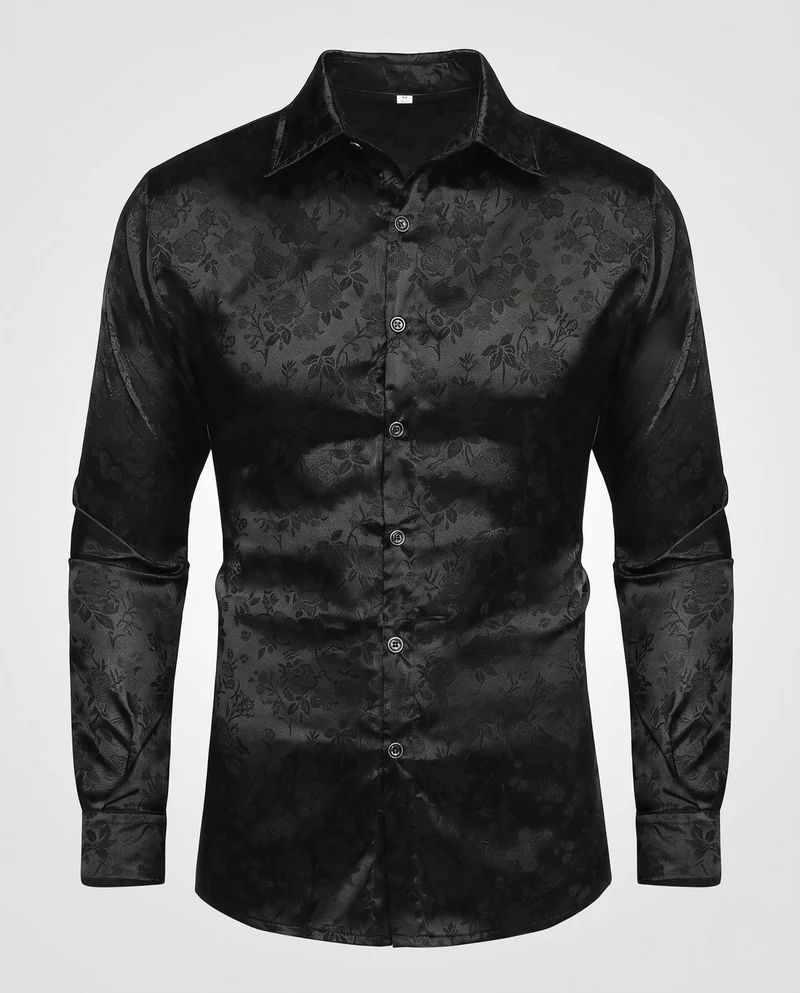 Herren Elegantes Hemd mit Floral Jacquard Muster Drune