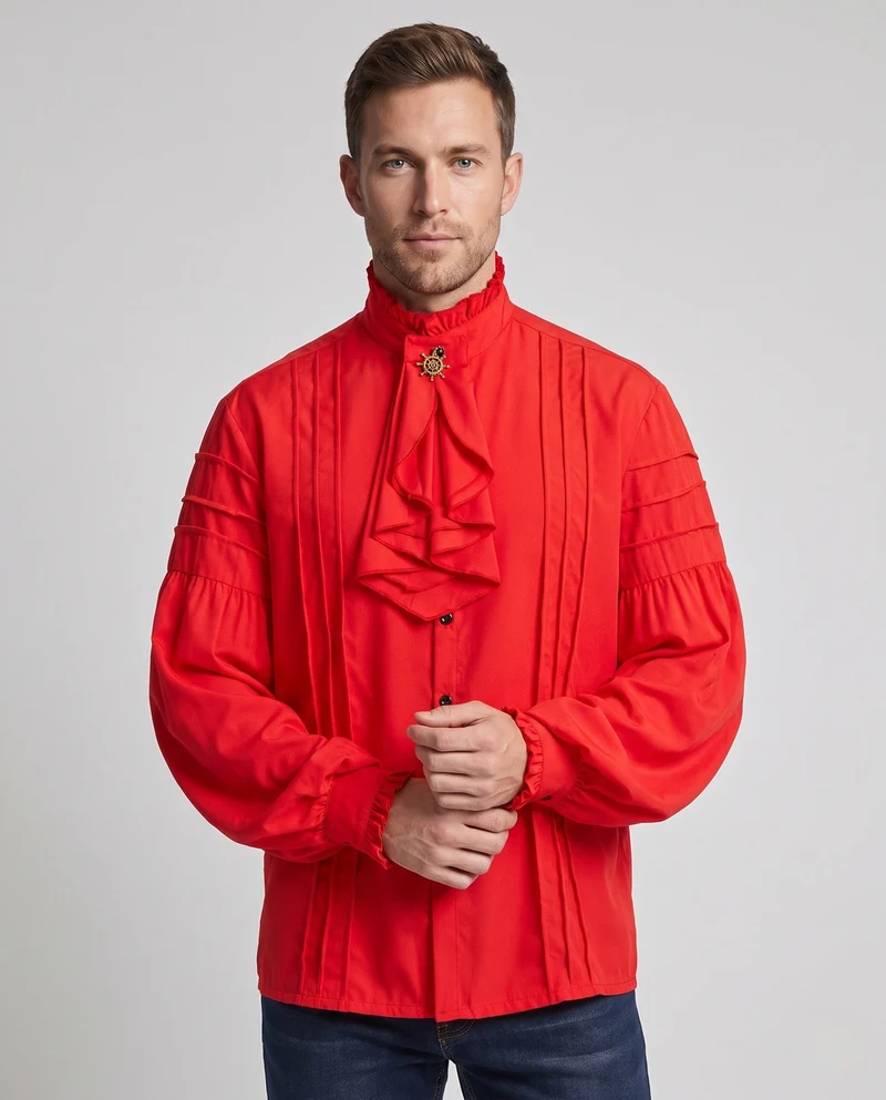 Herren Elegantes Langarmshirt mit Rüschendetails Drune