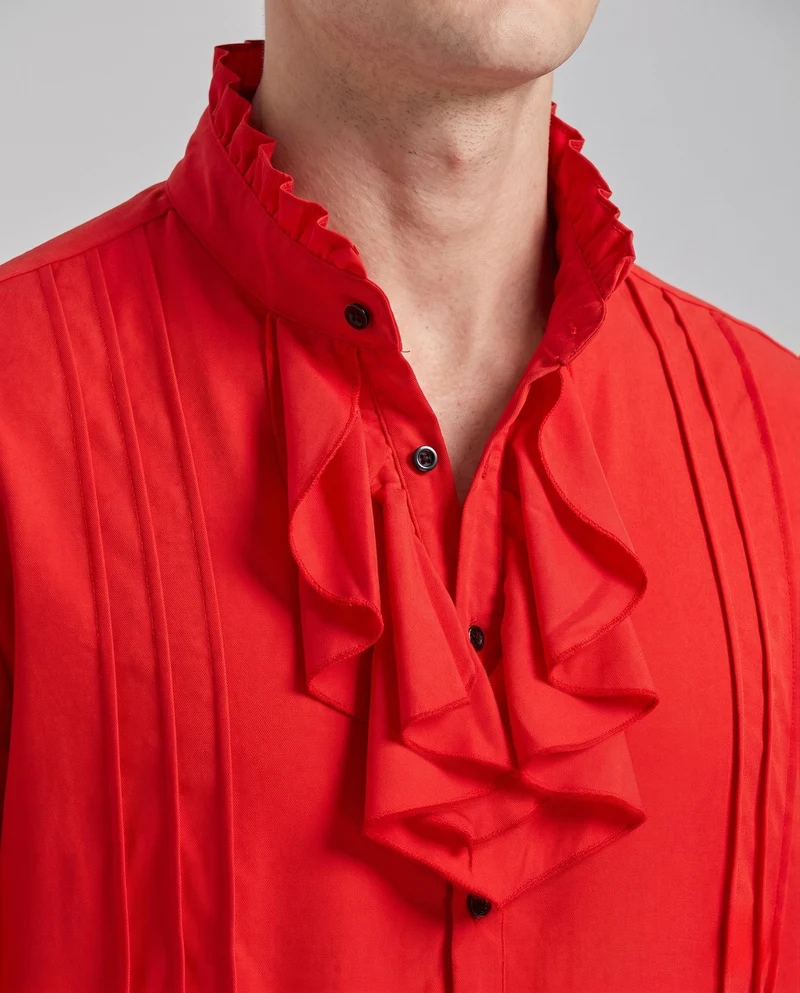 Herren Elegantes Langarmshirt mit Rüschendetails Drune
